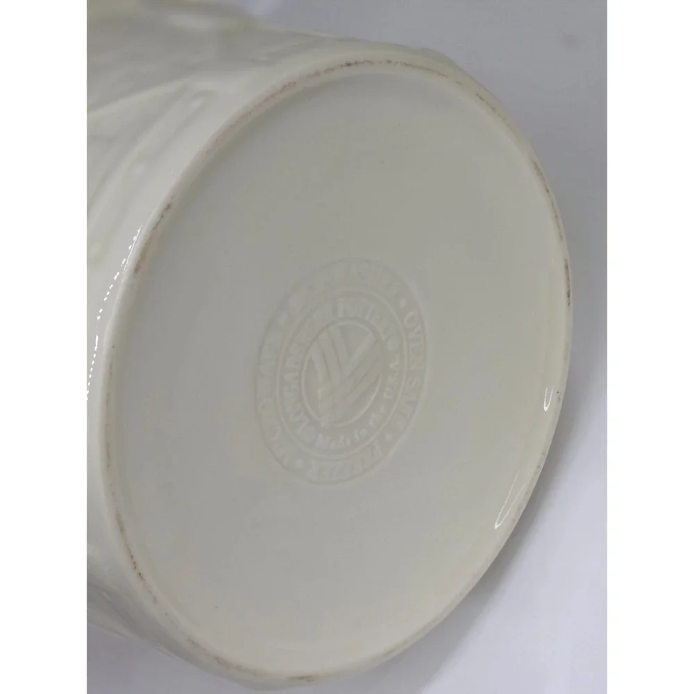 Longaberger Drum Crock‎ Ivory Woven Traditions Lidded Jar Canister USA Cottage